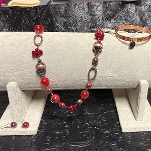 Elegant Red Beaded Women's Bracelet